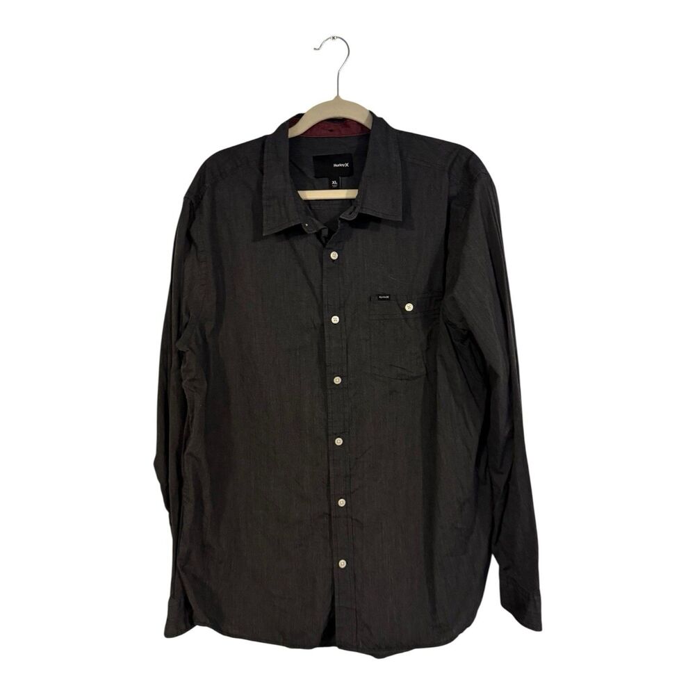 Hurley Dark gray Men's Button-down long sleeve shirt pocket casual XL